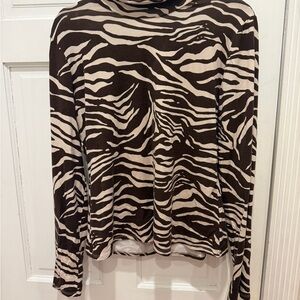 Reformation Black and White Animal Print Long Sleeve Top